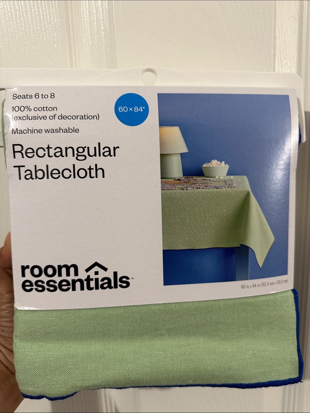 Room Essentials Light Green Rectangular Tablecloth